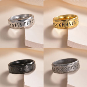 Vintage Odin Norse Viking Amulet Rune Rings For Men Fashion Stainless Steel Words Ring Wedding Jewelry Valentines Days Gifts h260529