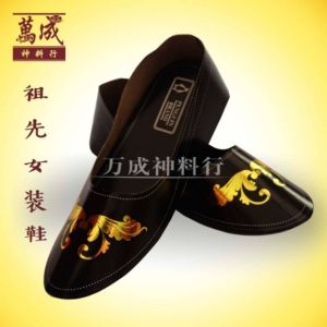 女士黑皮鞋/经典款式设计/祭祖用品/传统工艺/祖先女装鞋