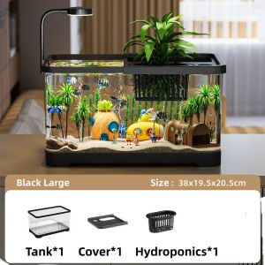 SKISOPGO Desktop Fish Tank Mini Clear Plastic Aquarium Living Room & Office Water Salamander Hermit Crab