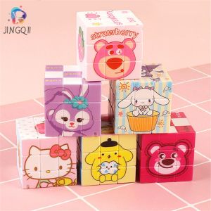 JINGQII Sanrio การ์ตูนใหม่อะนิเมะตัวลูกบาศก์รูบิคเรซินวัสดุ DIY จี้ปริศนาสร้างสรรค์ของเล่นขนาดเล็กลูกบาศก์รูบิค