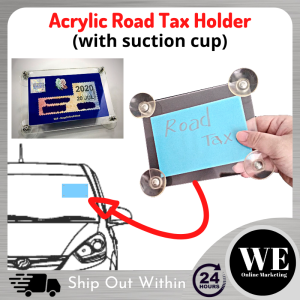 (Ready Stock) Roadtax Holder (with PVC Card) - Universal Car Acrylic Road Tax Holder 4 Suction Cup Kereta Puspakom Free Sticker Road Trip Stickers Transport Stickers - Lazada