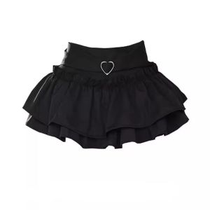 NCE Kelly Kitty Shibuya Leg Essence Black Half length Skirt Female A-line Summer Pong Skirt Slimming Cake Skirt Short Skirt