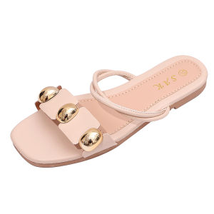 sy Womens Korean Style Plain sandals with Gold Buckles Flat Sole Summer Fashion Outdoor AK-77