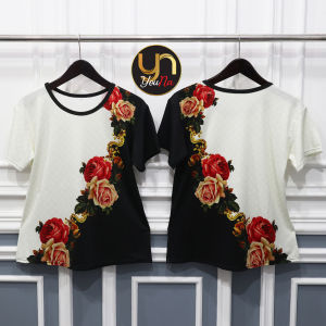 Atasan Kaos Wanita Gambar Bunga Mawar