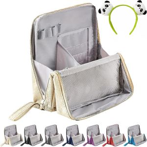 กระเป๋าเครื่องสำอาง Doresty กระเป๋าเครื่องสำอางผ้า Oxford ขนาดใหญ่เอนกประสงค์ พกพาสะดวก ความจุขนาดใหญ่ กันน้ำพร้อมช่องแบ่ง (สีเบจ)