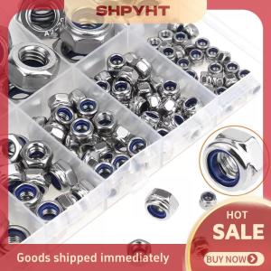 SHPYHT 200pcs Hex Nylon chèn tự khóa Nut nylock locknut Bộ phân loại bộ m2 M2.5 M3 M4 M5 M6 M8 304 A2-70 thép không gỉ
