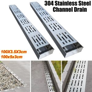 MECOME พร้อมการเชื่อมต่อ ช่องระบายน้ำ 304 สแตนเลส รูปสี่เหลี่ยมผืนผ้า ระบายน้ำบนดาดฟ้า ใหม่ ฝาครอบท่อระบายน้ำ ลานบ้าน