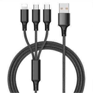 BOKEWU 3 In 1 Micro USB Type C Data Charger Cable Fast Charging Cable for Android iPhone