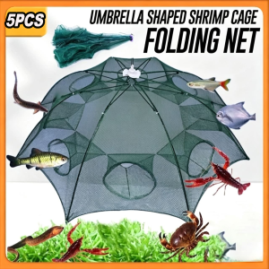 【5PCS】Folding Umbrella Fish Net Shrimp Cage Crab Fish Trap Cast Fish Net Shrimp Fishing Tool 4/8/16 Holes Easy Throw Foldable Full Automatic Nylon Mesh Automatic Fishing Net Portable Folding Umbrella Trap Fish Type Nylon Crab Shrimp Net Cast Net