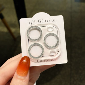 Sequins Glitter Diamond HD Full Cover Lens Protector For iPhone 17 16 15 14 Pro Max Plus Air 13 12 11 Pro Max Mini Bling Colorful Rainbow Clear Camera Film Lens Protection Anti-drop Lens Sticker Tempered Glass Screen Protector