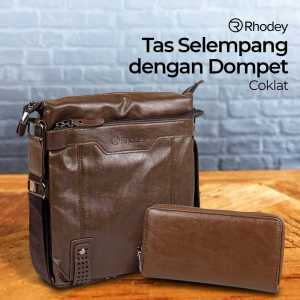 #Rhodey Tas Selempang Pria Messenger Bag PU Leather Bonus Dompet - 15036