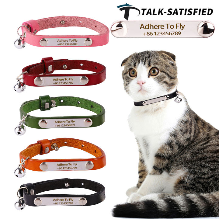 Cat Collar Adjustable Leather DIY Custom Cat Supplies Carved Cat