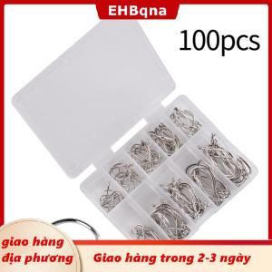 [COD] EHBqna 3PF Ship within 24 hours 100Pcs Móc Câu Cá Đặt Thép Carbon Vòng Tròn Duy Nhất Câu Cá Móc Bay Câu Cá Chép JIP Có Dây Thép Không Gỉ Cá Chép Cá Chép Phụ Kiện