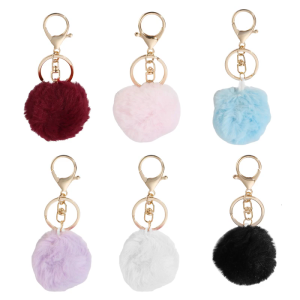 Colorful Lightweight Keychain Charm Featuring Plush Ball Decorations Handmade Keyring Craft Supply For Bags And Keys