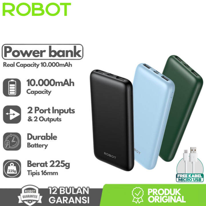 Robot Rt Powerbank Mah Dual Input Output Slim Real Capacity