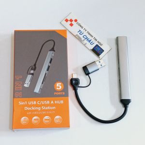 Hub USB C (Type C 2 IN 1 / Ra 3 cổng USB 3.0 + Reader SD TF (Docking đổi USB C ra USB A)