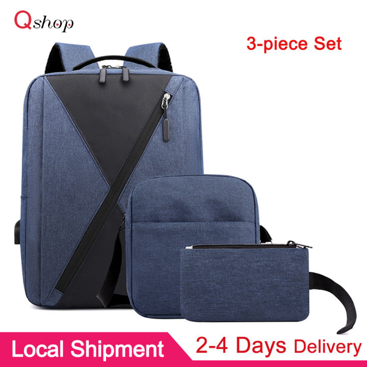 New Three piece Backpack Multi function Laptop Backpack Waterproof School Bag Large Capacity Business Bag for Men Women with USB Charging Port Lazada PH