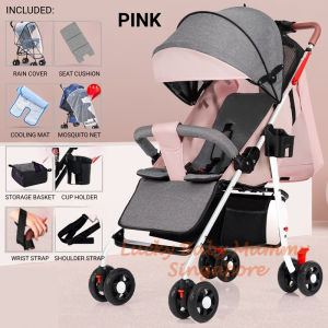 【CozyCasa】 Lightweight Baby Stroller | One-Hand Fold | Compact Pram Pushchair | Sitting Type | 4 Colors