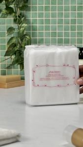 Shiseido Facial Cotton Pads - Includes 165 Squares - for Softener Application & Makeup Removal - 100% Natural Super Soft