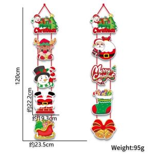 QUIVLOX Fashion Parper Christmas Door Hanger Cartoon Santa Claus Elk Xmas Tree Pendants Creative DIY Christmas Hanging Oranment Indoor