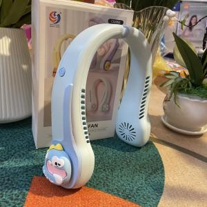Quạt Đeo Cổ Mini Không Cánh WIND Quạt Quàng Cổ Tích Điện Hình Con Vật Pin Lớn 3 Chế Độ Kèm Bộ Sạc USB Tiện Lợi
