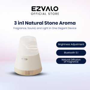 EZVALO New Elegant Portable Bluetooth Speaker with Aroma Diffuser and LED Light - 3-in-1 Natural Stone Aroma Bluetooth 5.1 Bass Radiators