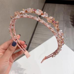 Bohemian Style Crystal Headband Crown for Girls Women Handmade Adjustable Hair Accessory Wedding Prom Party Tiara
