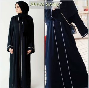ALKHATIB COLLECTION ABAYA GARIS LIST JETBLACK SIZE S M L XL XXL