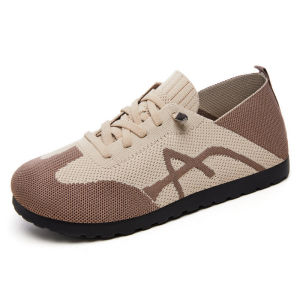 IELGY Womens spring new mesh casual breathable Forrest Gump shoes slip-on retro versatile lace-up German training shoes