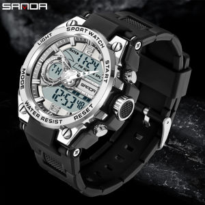 SANDA Sports Military Mens Watches Waterproof Quartz Wristwatch LED Digital Watch for Men Clock