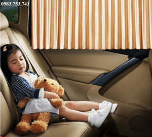 Bộ 4 rèm vải che nắng cửa có dây buộc hút nam châm thông minh trên xe hơi