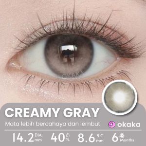 (0.00~-5.00) OKAKA Creamy Gray Softlens - Minus Normal Diameter 14.2MM Kontak Lensa