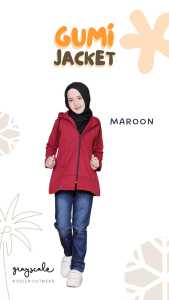 Jaket Anak Perempuan Murah Hoodie Bahan Tebal Resleting Gumi Kids Jacket Abu Pink