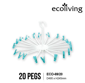 ECO LIVING 10/20Pcs Mini Umbrella Hanger Round Foldable Clothes Pegs Hanging Clip DryerPenyidai Baju RakECO-69/1020