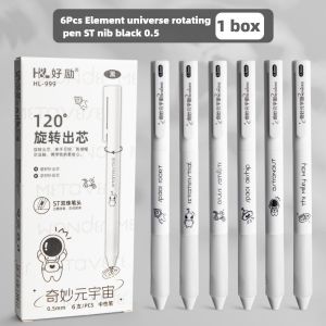 6Pcs Gel pen Ballpoint Pen Retractable ST Double Ballpoint Nib 0.5mm Black Ink Smooth Writing Quick Drying School Supplies Office Supplies Student Stationery Metaverse Gel Pen