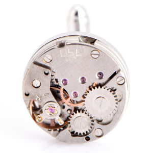 [haoh] กระดุมข้อมือผู้ชายวินเทจ1คู่เคลื่อนไหวแบบมีกระดุมข้อมือสำหรับงานแต่งงานเงิน