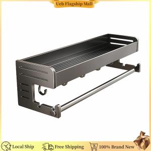 [Ueb Flagship Mall] Punch-Free Seasoning Storage Shelf with Hook Multifunctional Organizer Large Capacity Hanging Household Wall Rack for Kitchenware Rags