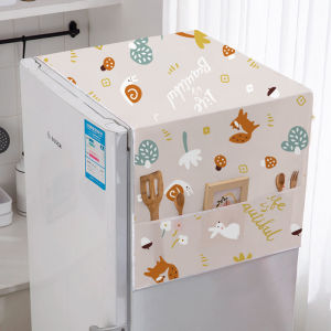 PaulWeekend ฝาสติ๊กเกอร์แปะตู้เย็นมงกุฎน่ารักพร้อมกระเป๋าเก็บของ-กันฝุ่นและอุปกรณ์ครัวที่ทันสมัย