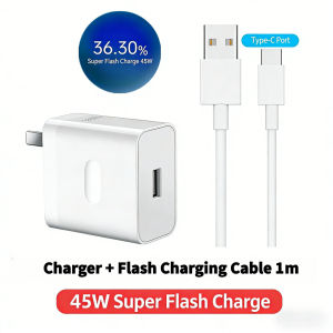 45W Super Fast Charger For Realme C25 C35 C53 C55 C67 C65 C63 C61 C71 C73 C75 Mobile USB Type-C Phon