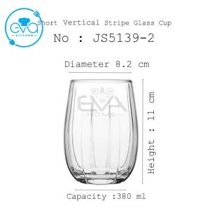 Ly Thuỷ Tinh Uống Nước Chịu Nhiệt Dáng Oval Lùn 370Ml Short Oval Glass Cup ES7018-2