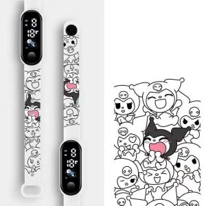 Sanrio Waterproof Sports Smart Watch Kuromi Cinnamoroll Pochacco Led Silicone Bracelet Electronic Watch Kids Digital Watches