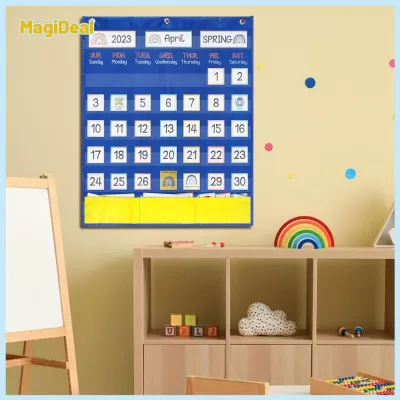 Calendar Pocket Chart Wall Calendar Homeschool Back 51cmx60cm Complete Festival Education Kindergarten Calendar for Kids