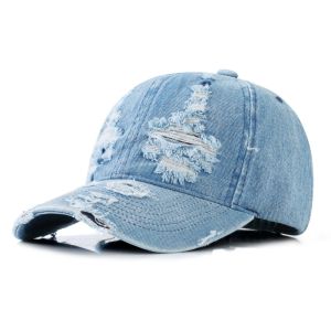 SWEET Creative Denim Baseball Cap Cotton Hip Hop Ripped Denim Baseball Hat Casual Korean Sun Hat Girl