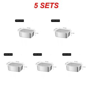 RuiMing 🚚   พร้อมส่ง   🔥✨  กล่องรักษาสด 1/5 ชิ้นสี่เหลี่ยม กล่องรักษาอาหารสดสแตนเลส 304 ฝาพลาสติก กล่องเก็บผลไม้และผักในครัว กล่องปิกนิก