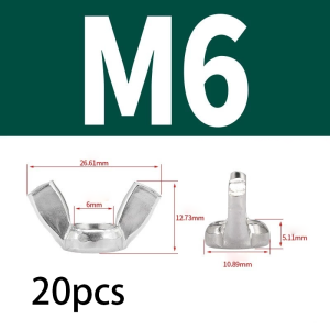 20Pcs M6/M10 304 Stainless Steel Butterfly Nut Thumb Nut Hand Nut