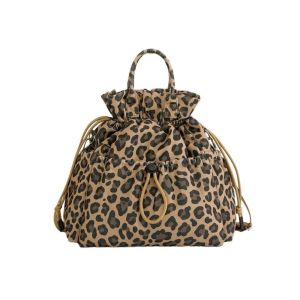 GAOSU Portable Drawstring Insulated Lunch Bag Floral Leopard Print Large Capacity Meal Container Bag Fashion Non Food Contact Thermal Cooler Tote Work