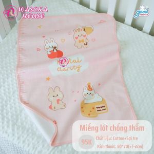 Miếng lót chống thấm cho trẻ sơ sinh 4 lớp Goodmama 50x70cm vải sợi tre mềm mại kháng khuẩn chống thấm tuyệt đối