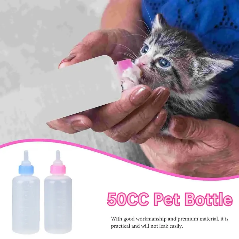 6PCS/ Set 60ml Pet Puppy Kitten Feeding Bottle Small Dog Cat Milk Nursing  Care Kit (Pink) Pet Nursing Kit 