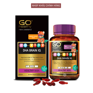 Viên nhai bổ sung DHA cho bé nhập khẩu chính hãng New Zealand GO KIDS DHA BRAIN IQ (60V) | Bổ sung DHA từ tảo biển hỗ trợ tăng cường sức khỏe não bộ