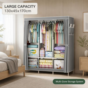 Simple Dustproof Mini Wardrobe Combination Steel Frame Reinforced Hanging Clothes Rack